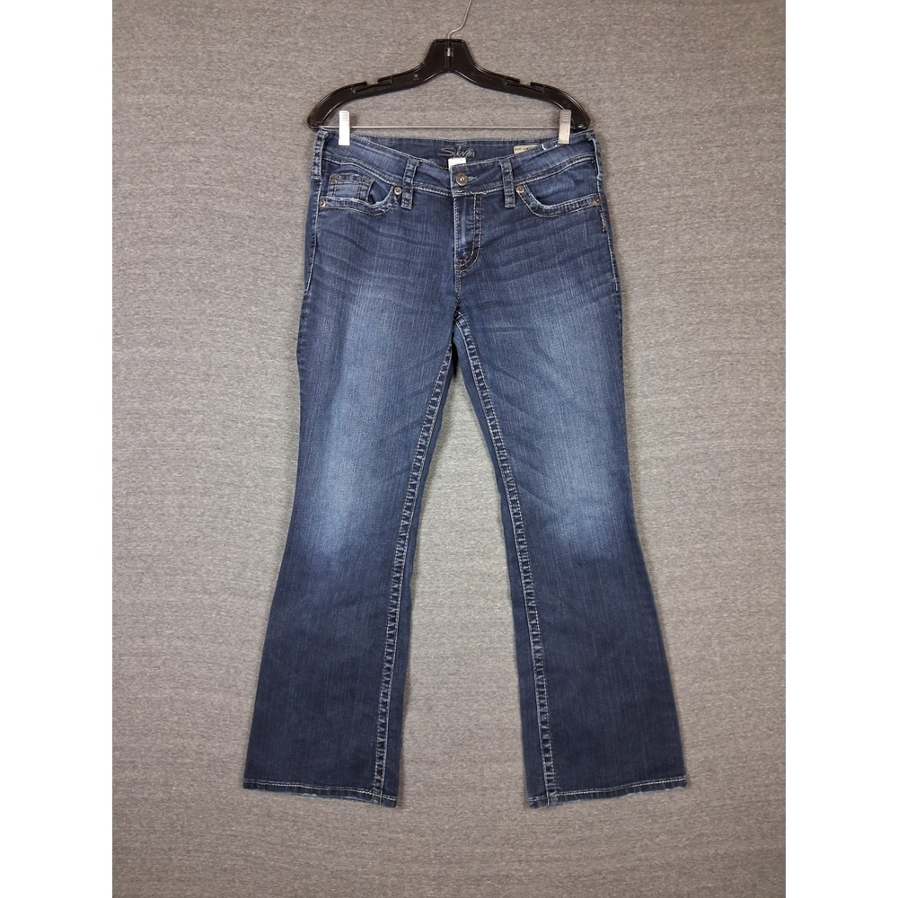 Silver Jeans Womens Jeans 32X32 Blue Denim Suki Surplus Bootcut Thick Stitch